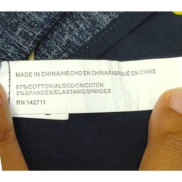 Eloquii Navy Blue Blouse Top Yellow Banana Print 14 - Picture 8 of 8